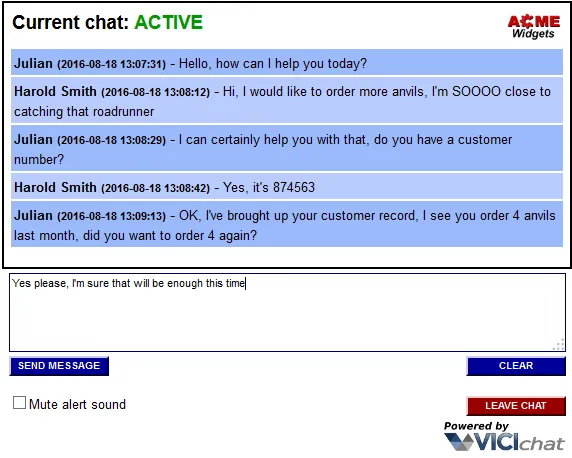 VICIchat Customer Website Chat